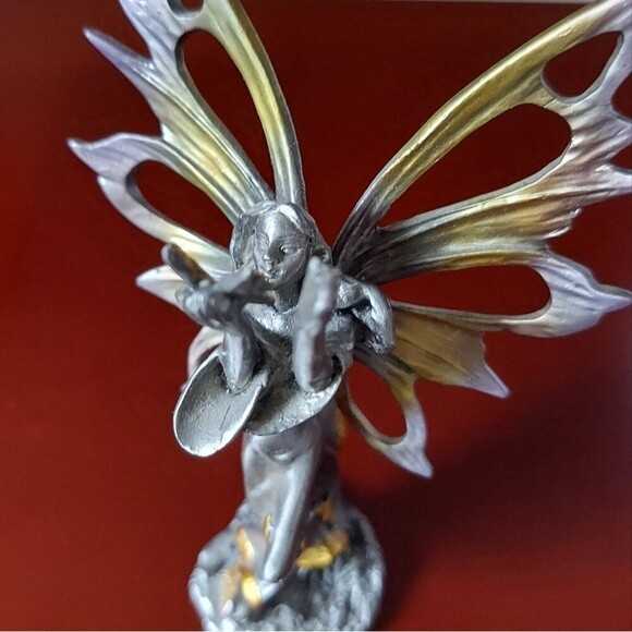 Gold & Purple Pewter Fairy with Butterfly Figurine - Picture 3 of 11